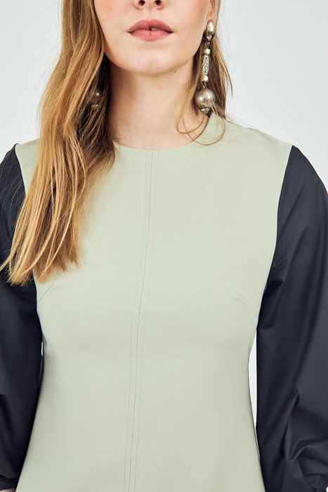 שמלת שרוולי עור בז