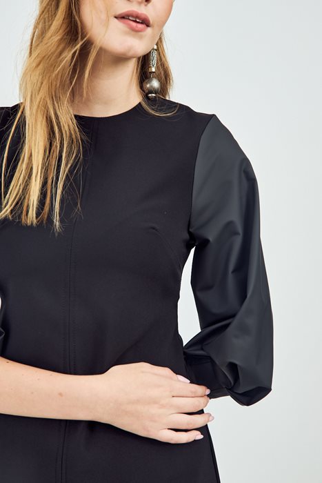 שמלת שרוולי עור שחור