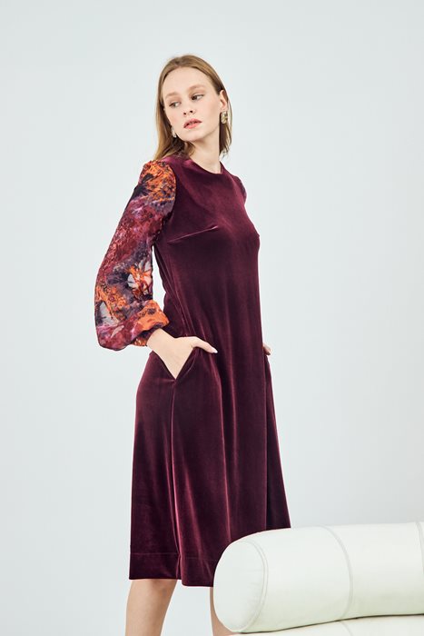 שמלת קטיפה אורגנזה בורדו
