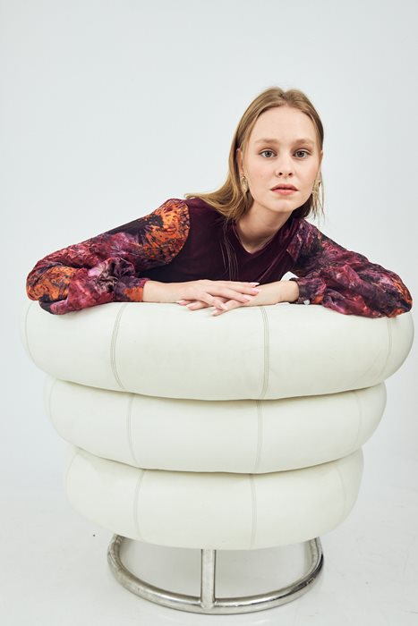 שמלת קטיפה אורגנזה בורדו