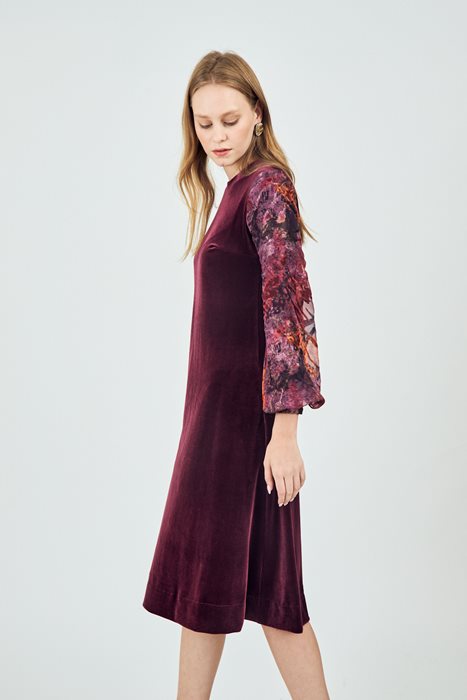 שמלת קטיפה אורגנזה בורדו