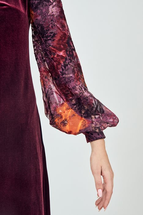 שמלת קטיפה אורגנזה בורדו