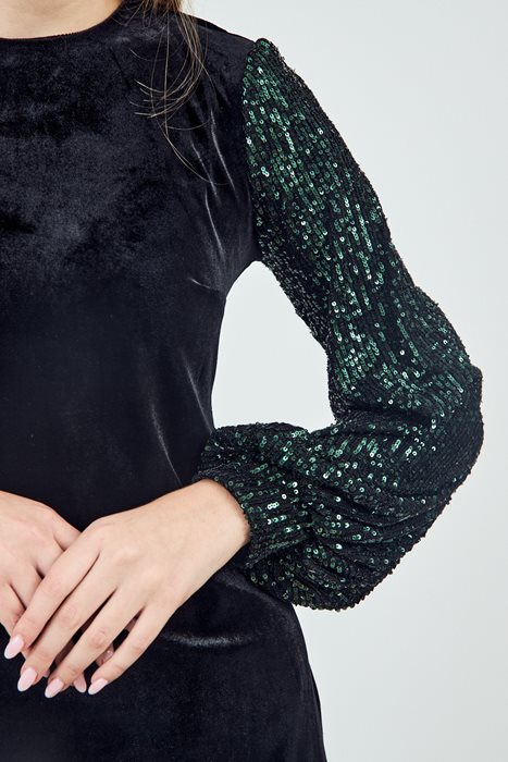 שמלת קטיפה פייטים ירוק