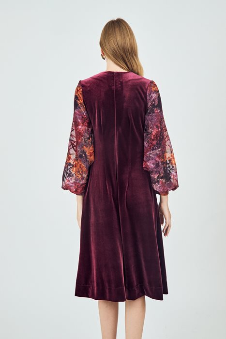 שמלת קטיפה אורגנזה בורדו
