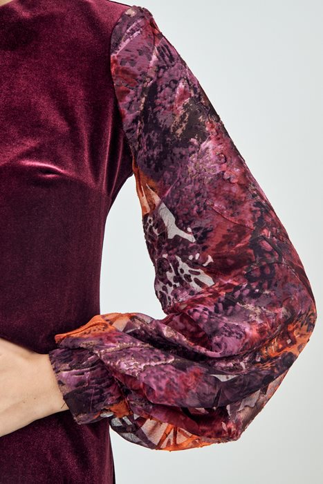 שמלת קטיפה אורגנזה בורדו