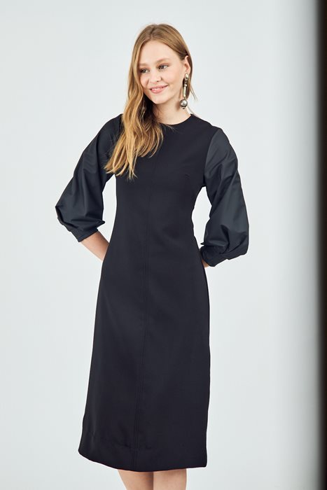 שמלת שרוולי בלון שחור