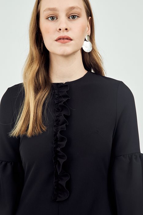 שמלת שרוולי בלון שחור