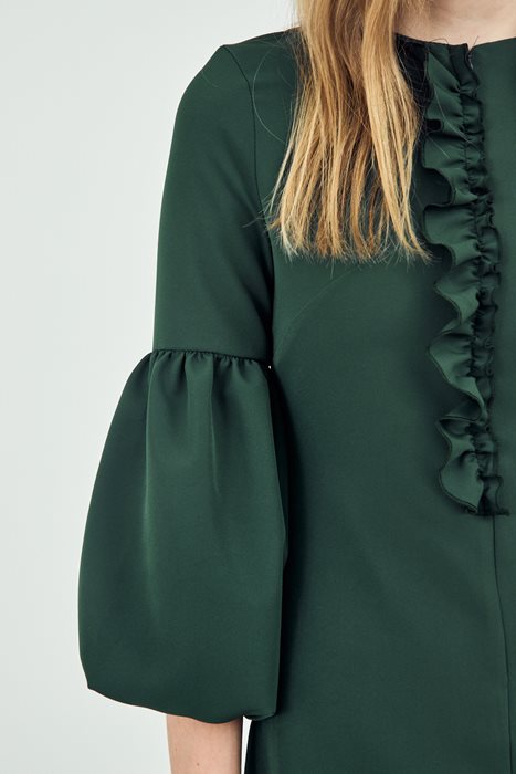 שמלת שרוולי בלון ירוק בקבוק