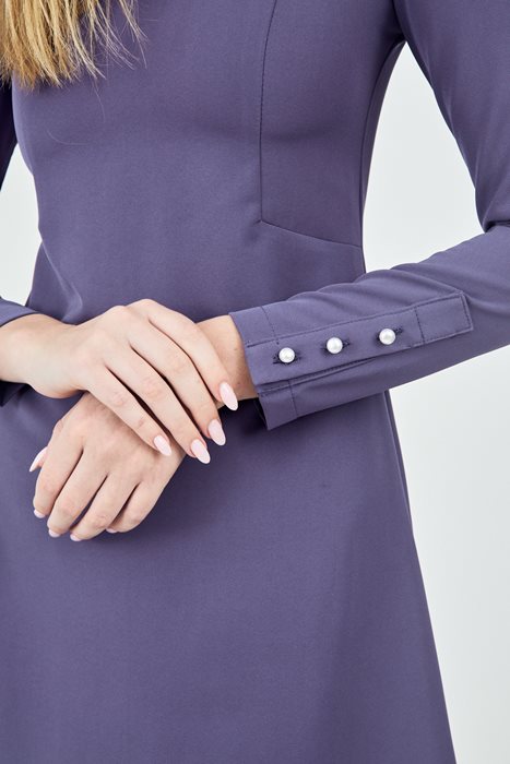 שמלת כפתורים בשרוול כחול-סגלסגל