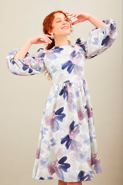 שמלה פרחונית גוצ'י אפור