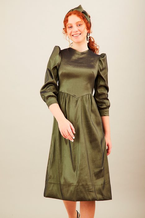 שמלת טפט זהב ירוק זית