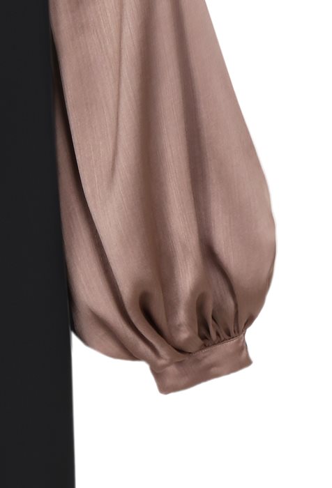 שמלת אורגנזה בשרוול חום-זהב