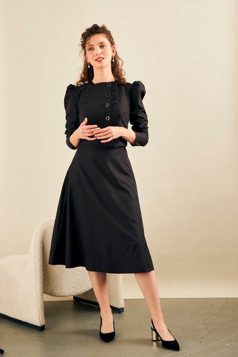 סט חצאית וחולצה ג'אקרד שחור