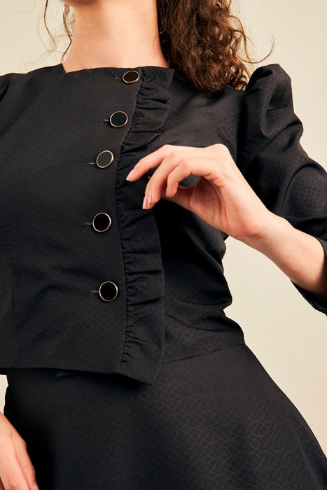 סט חצאית וחולצה ג'אקרד שחור