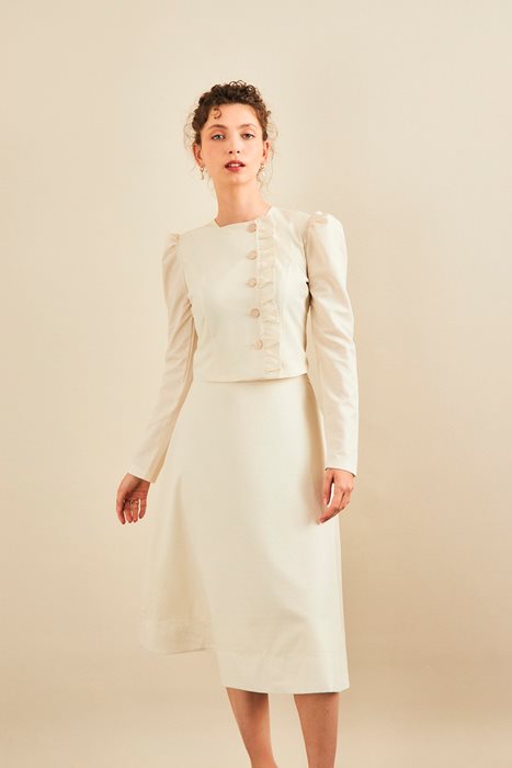 סט חצאית וחולצה ג'אקרד בז'