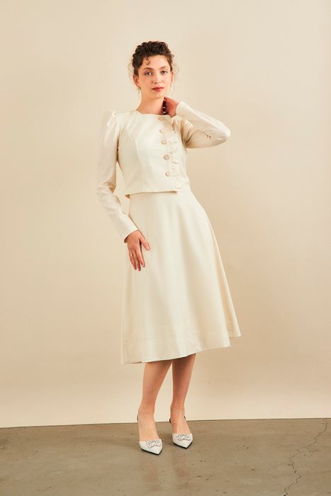 סט חצאית וחולצה ג'אקרד בז'