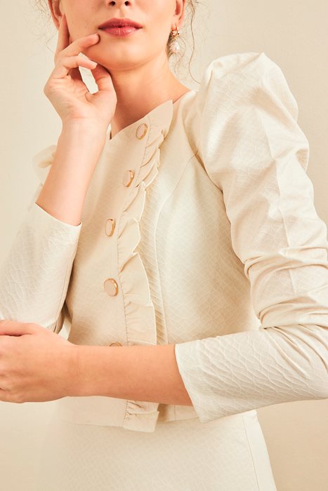 סט חצאית וחולצה ג'אקרד בז'