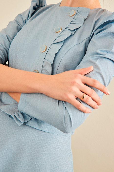 סט חצאית וחולצה ג'אקרד אפור תכלכל