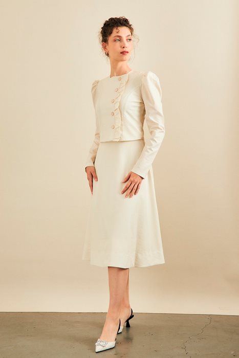 סט חצאית וחולצה ג'אקרד בז'