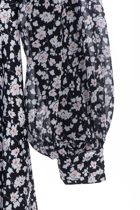 שמלה משולבת שיפון שחור פרחים