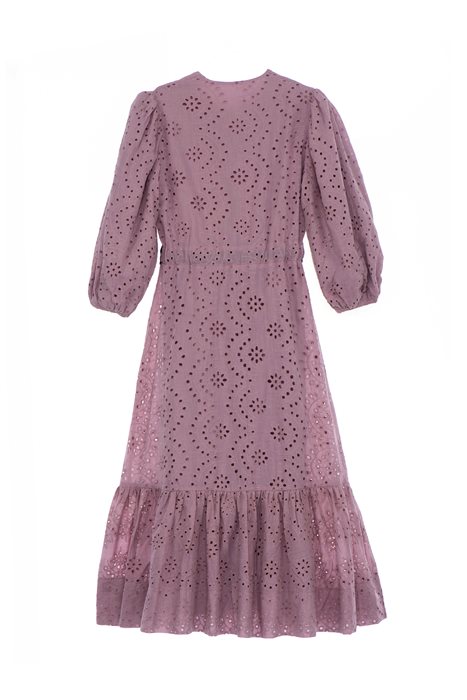 שמלת כותנה תחרה וחגורה סגול