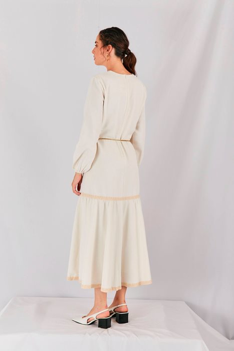 שמלת קומות קרם ופסים בז'