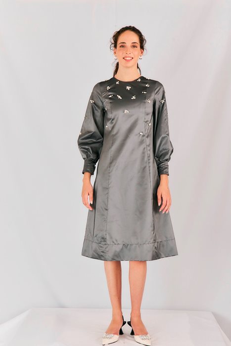 שמלת טאפט ואבנים כסוף כהה