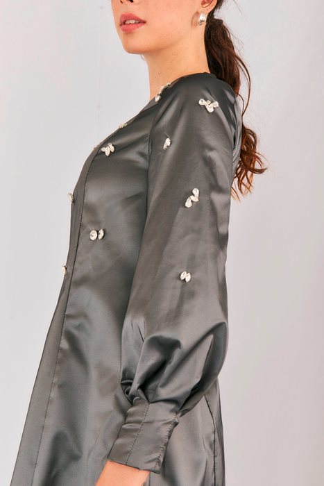 שמלת טאפט ואבנים כסוף כהה