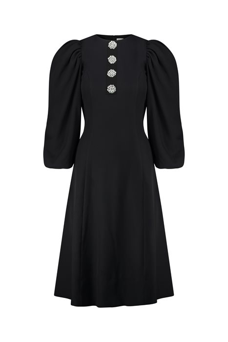 שמלת שרוולים תפוחים ויהלומים שחור