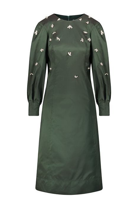 שמלת טאפט ואבנים ירוק בקבוק