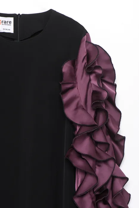 שמלת תלתלים בשרוול בורדו יין