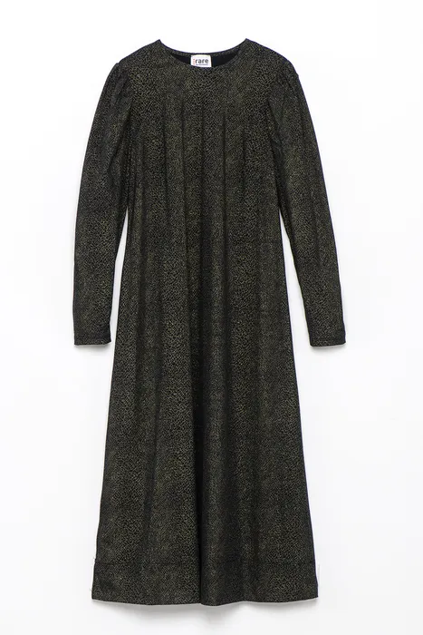 שמלת נצנץ שחור זהב מדוגם