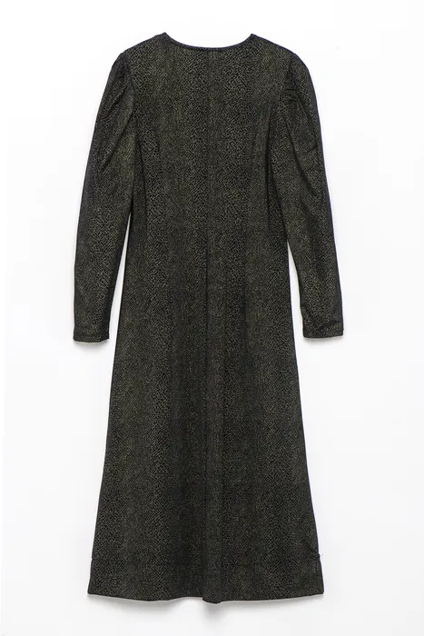 שמלת נצנץ שחור זהב מדוגם