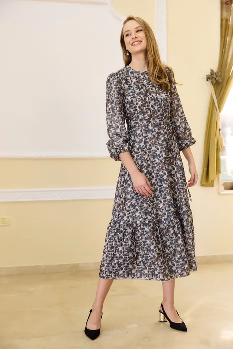 שמלת מעטפת כתמים שחור לבן