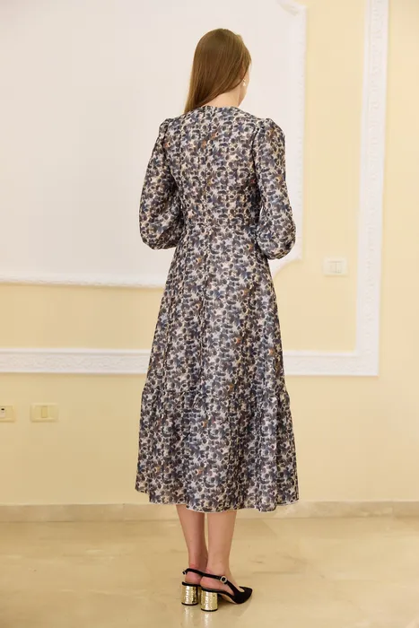 שמלת מעטפת כתמים שחור לבן