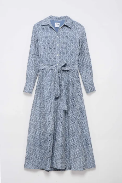 שמלת רקמה מידי תכלת