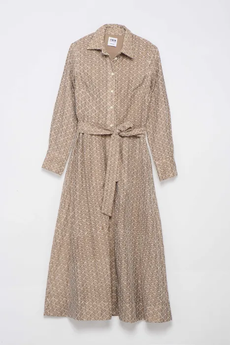 שמלת רקמה מידי בז'