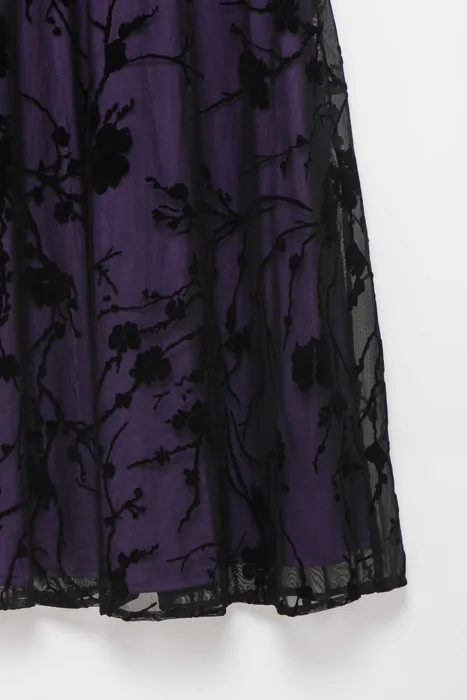 שמלת שיפון עם קטיפה סגול