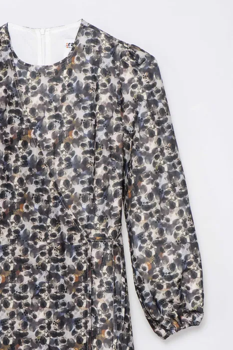 שמלת מעטפת כתמים שחור לבן