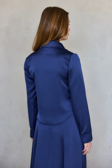 סט סאטן חלק כחול רויאל