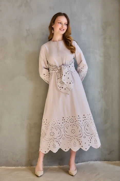 שמלת כותנה תחרה שחור