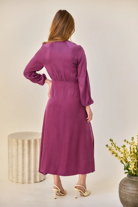 שמלת דמוי זמש כפתורים סגול סחלב