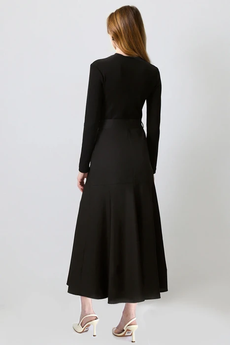 שמלת מידי חגורה שחור