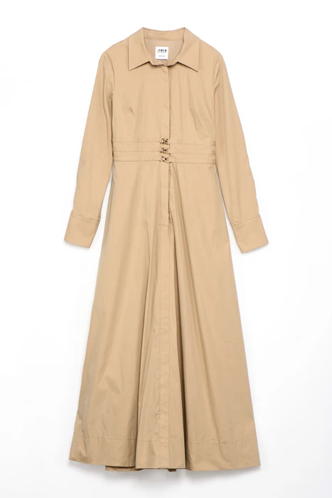 שמלת מידי עם חגורות בז'