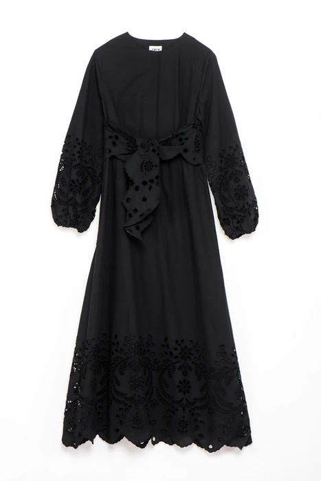 שמלת כותנה תחרה שחור