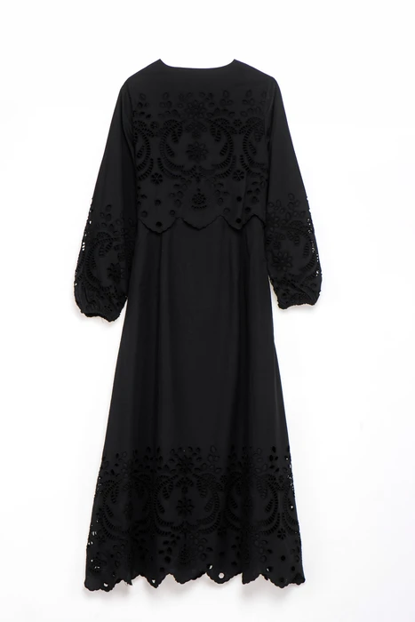 שמלת כותנה תחרה שחור