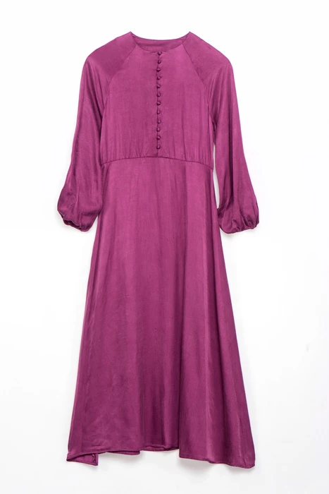 שמלת דמוי זמש כפתורים סגול סחלב