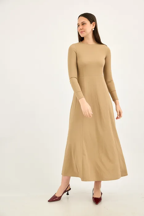 סט סריג עם עליונית כותנה קשירה חום מוקה