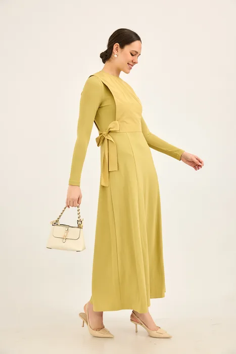 סט סריג עם עליונית כותנה קשירה ירוק דקל