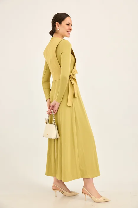 סט סריג עם עליונית כותנה קשירה ירוק דקל